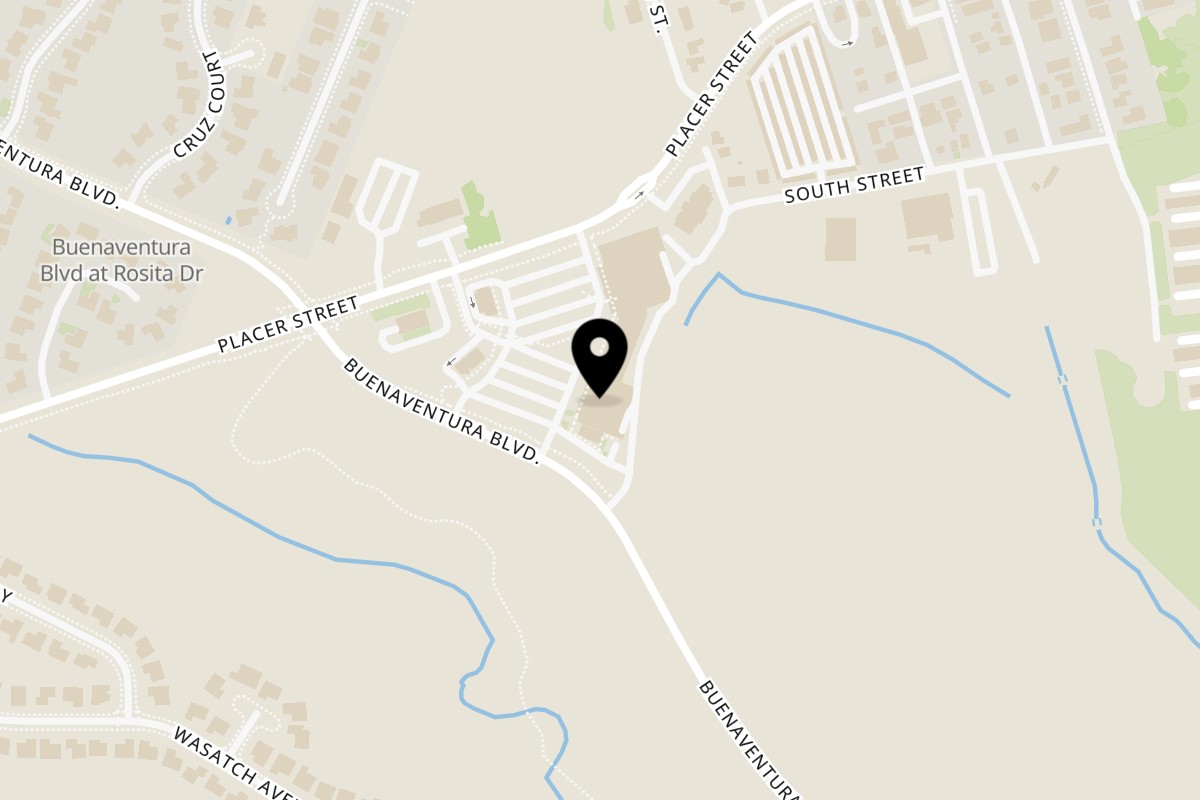 Map showing the location of Burrito Bandito Placer on 3365 Placer St in Redding